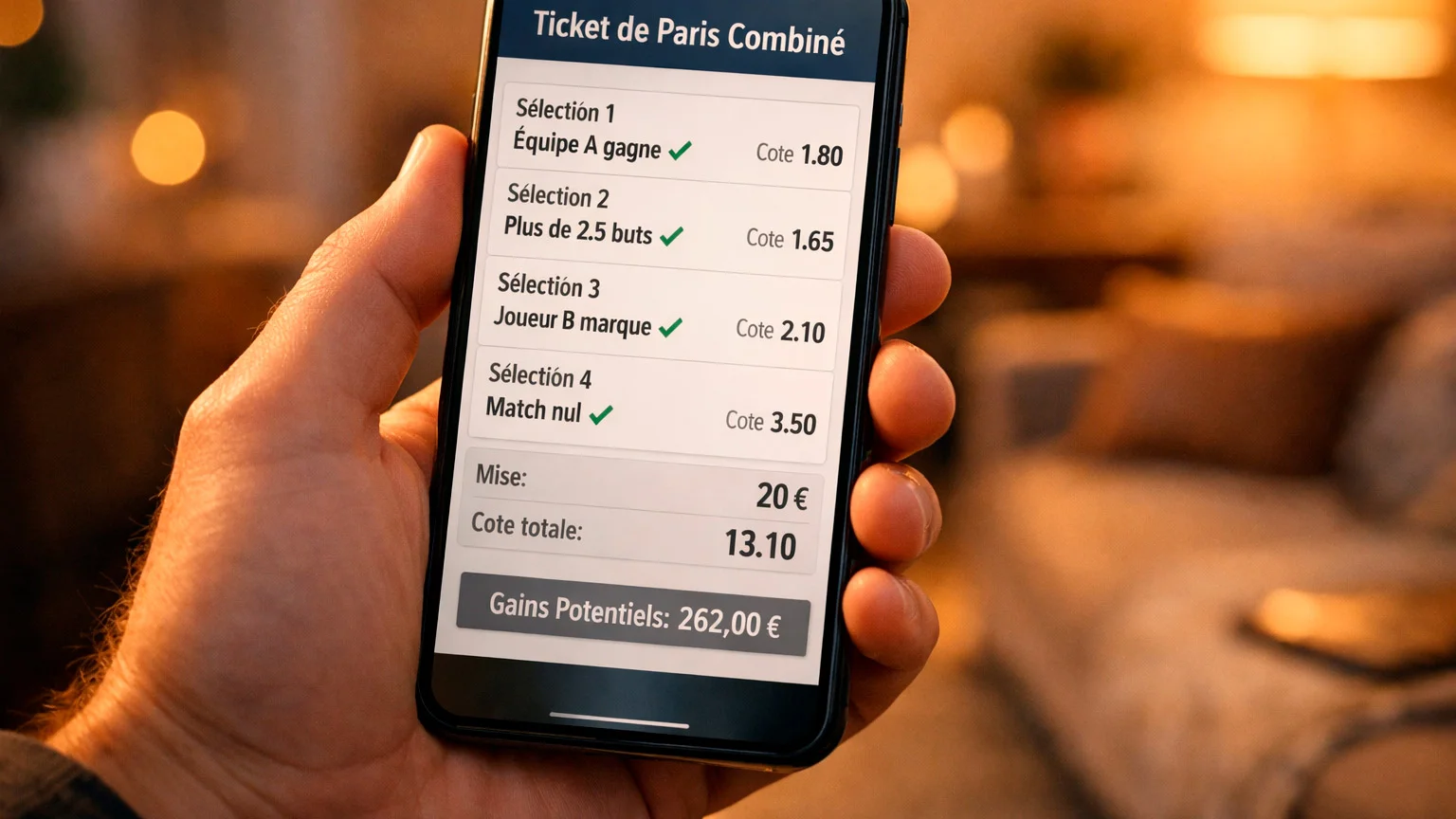 Ticket de paris combin&eacute; avec plusieurs s&eacute;lections