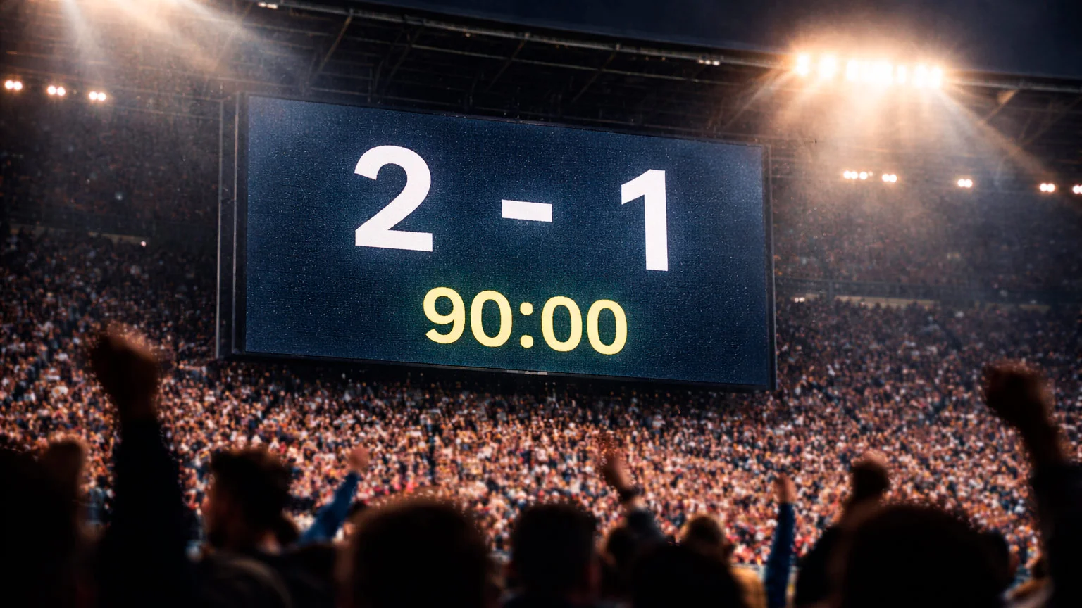 Panneau de score de match de football affichant 2-1