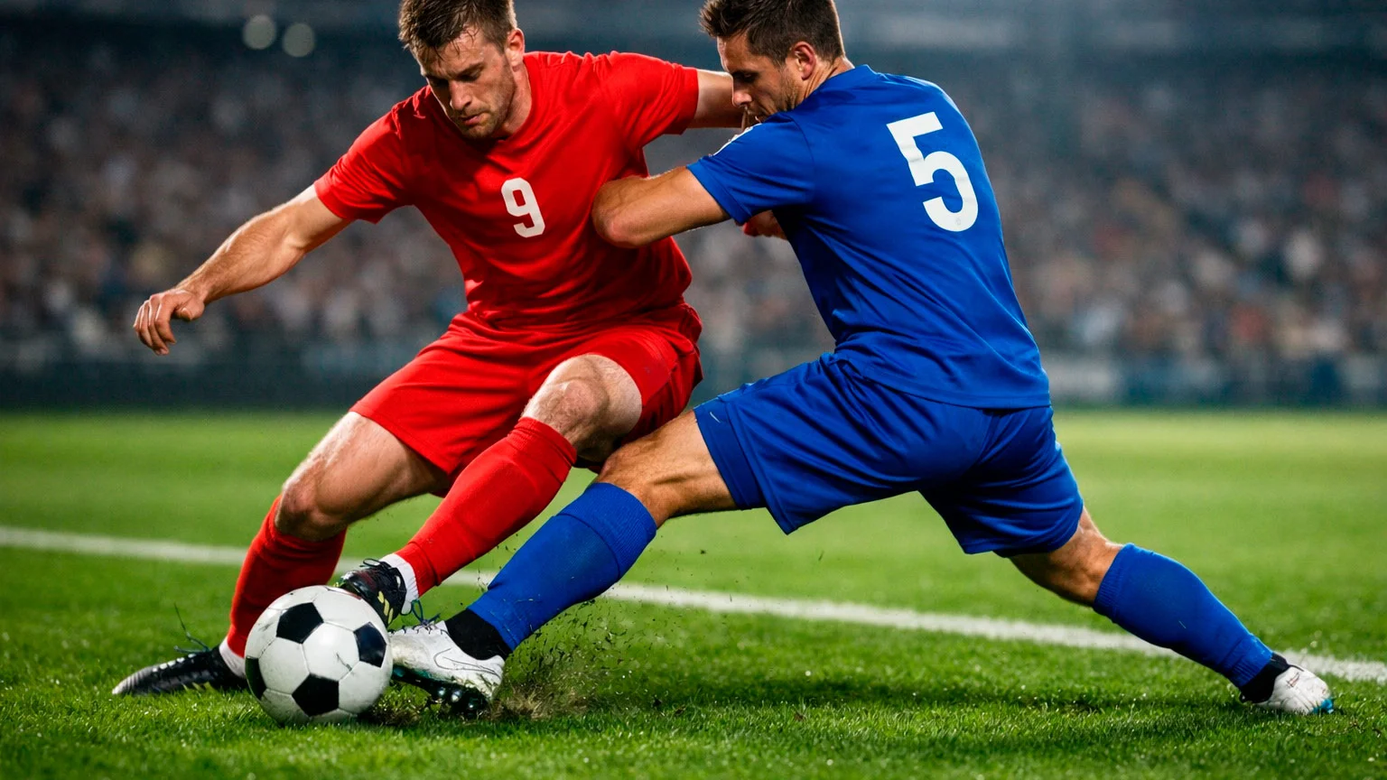 Joueurs de football en action pendant un match intense